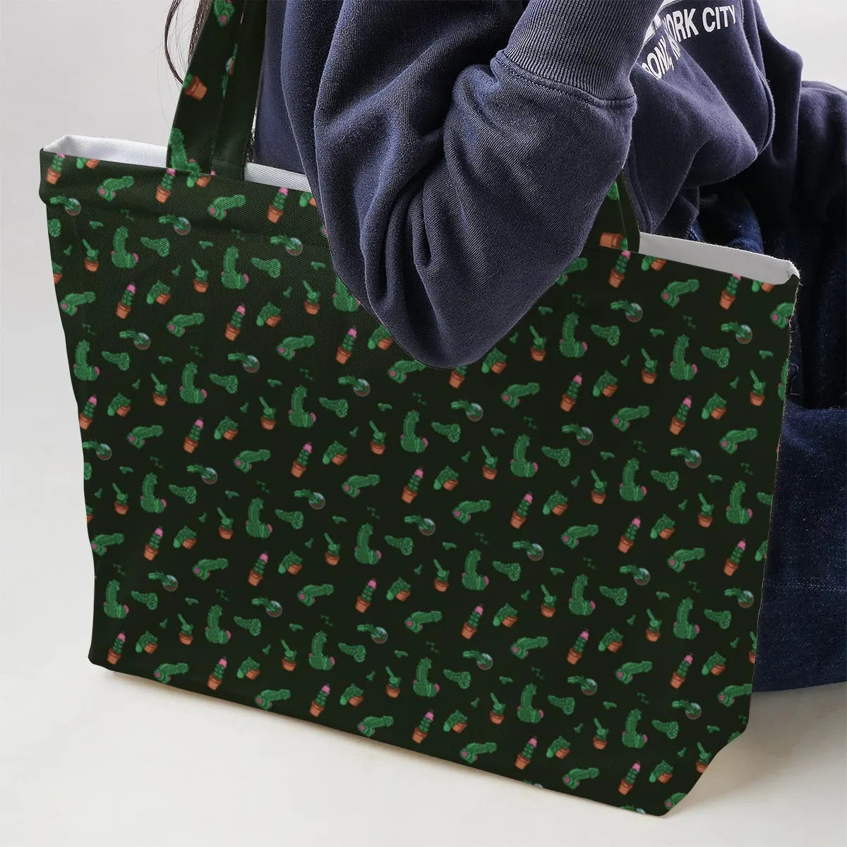 Funny Plants Pattern Large Tote Bag