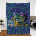 Cat Stained Glass Fleece Blanket