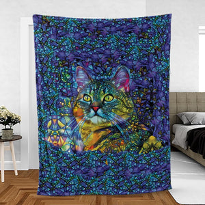 Cat Stained Glass Fleece Blanket