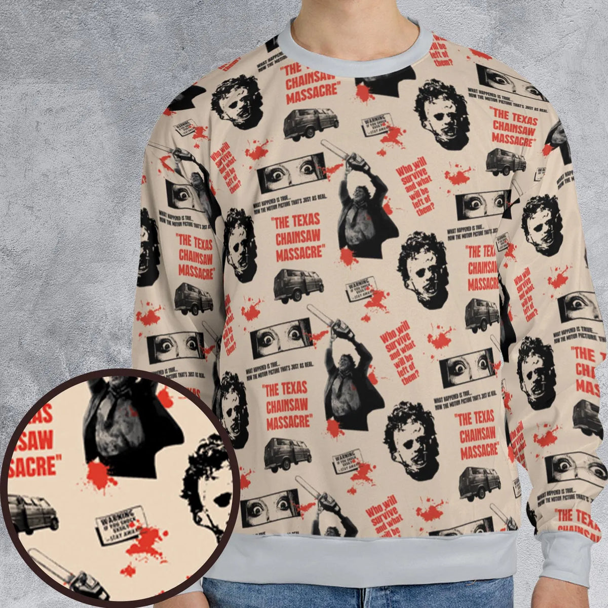 Leatherface The Texas Chainsaw Massacre Horror Pattern All-over Print Sweatshirt