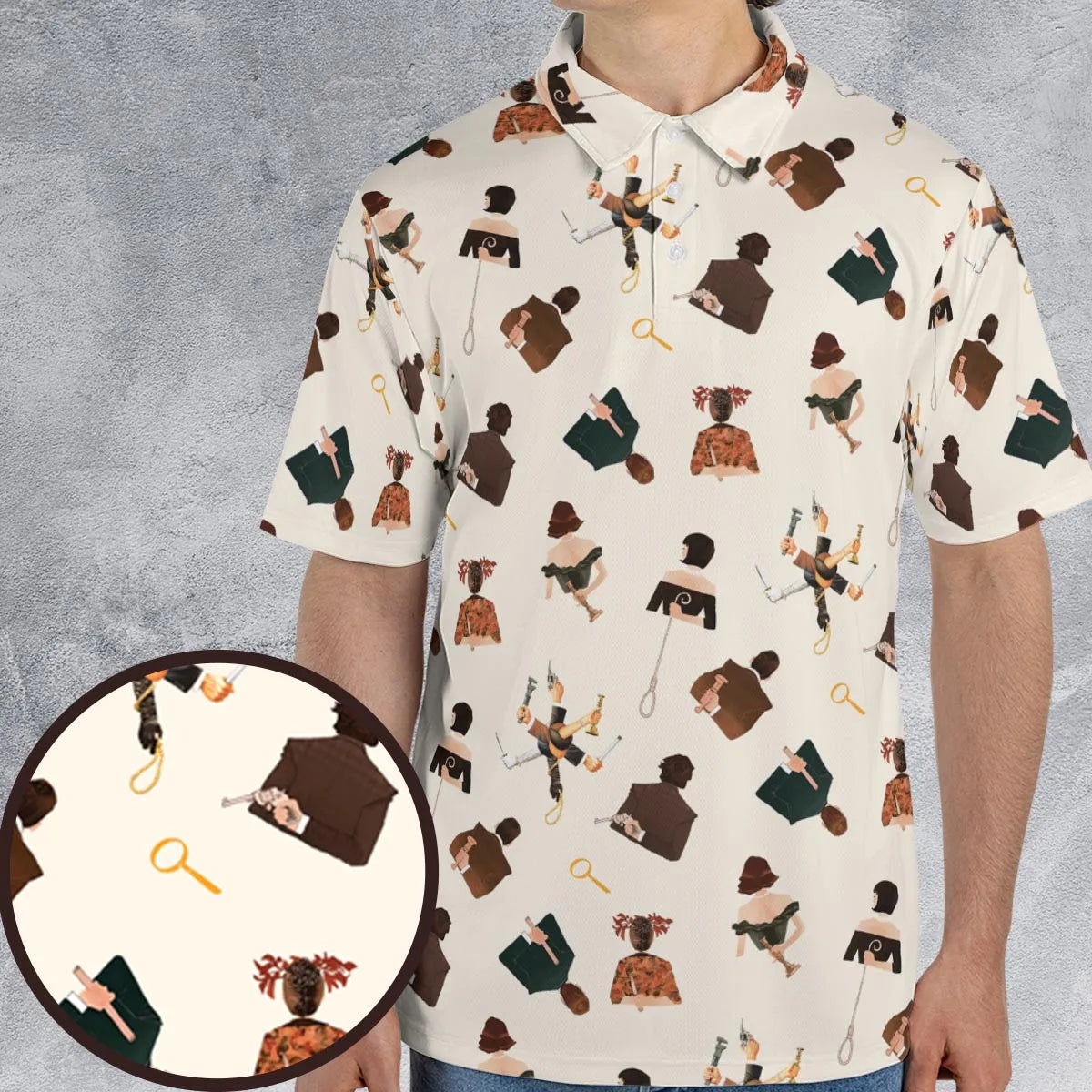 Clue The Movie Characters Pattern AOP Men/Women Polo Shirt