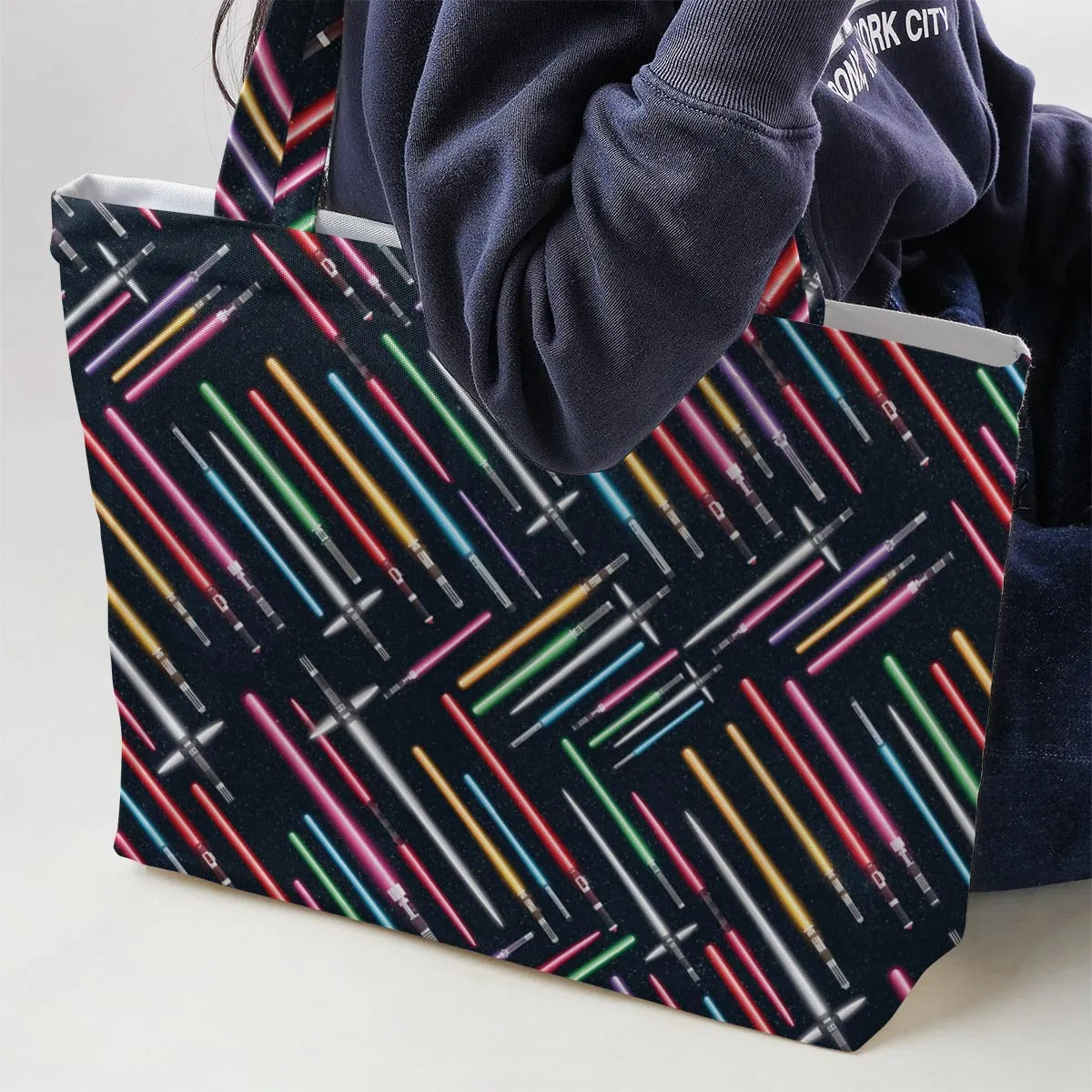 Lightsabers Star Wars Pattern Large Tote Bag