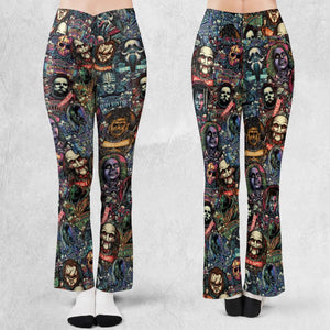 Horror Movie Characters Pattern Flare Leggings
