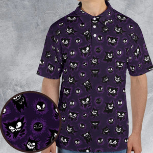 Gastly Haunter and Gengar Pokemon Pattern AOP Men/Women Polo Shirt