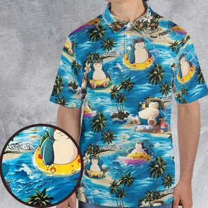 Snorlax Surfing Summer Vibes AOP Men/Women Polo Shirt