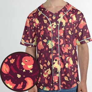 Fire Pokemon Pattern Unisex Baseball Jersey