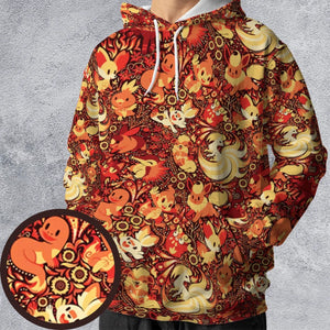 Pokemon Fire Pattern All-over Print Hoodie