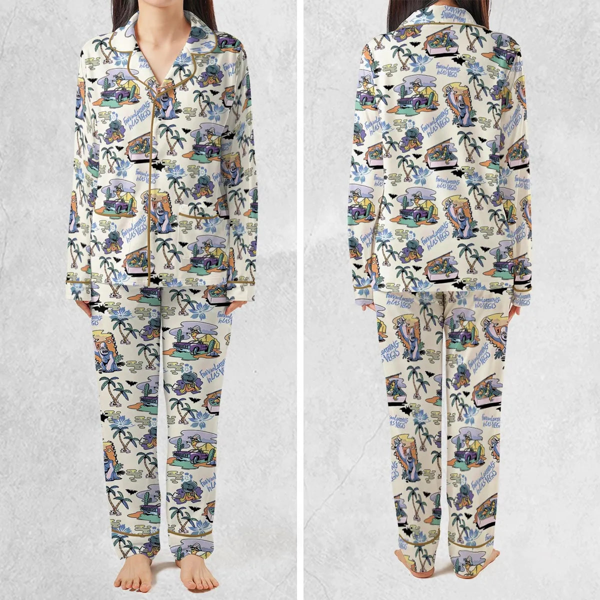 Vacation Fear and Loathing In Las Vegas Pattern Pajamas Set