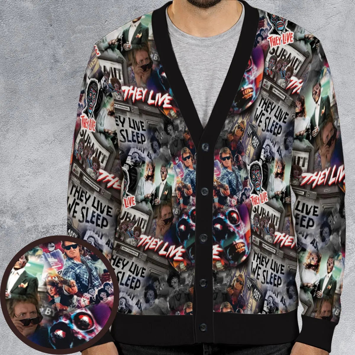 They Live Seamless Pattern Cardigan