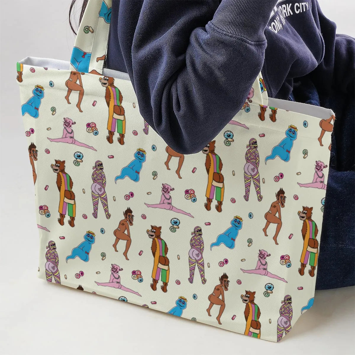 Cereal Monster Breakfast Large Tote Bag