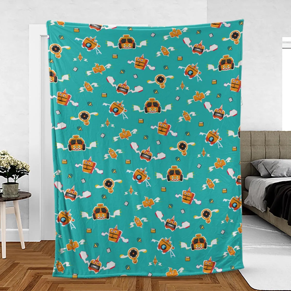 Pixel Rotom Electric Pokemon Fleece Blanket