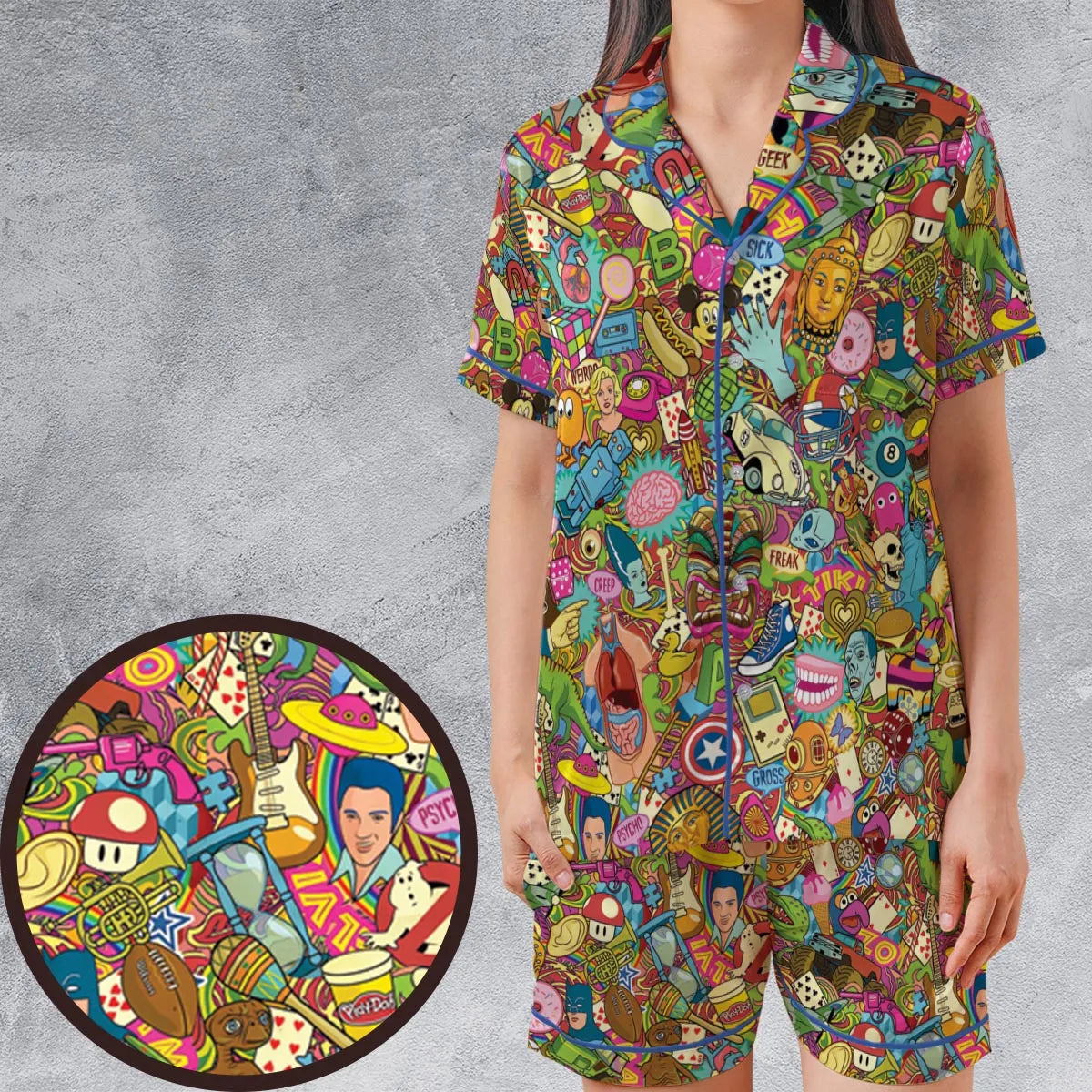 Nostalgia Toys Pop Culture Toys Satin Short-Sleeve Pajamas Set