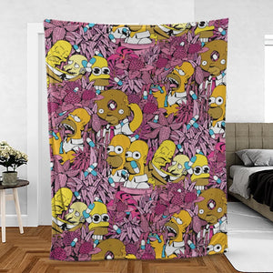 Homer Simpson In Flower Bush The Simpsons Fleece Blanket