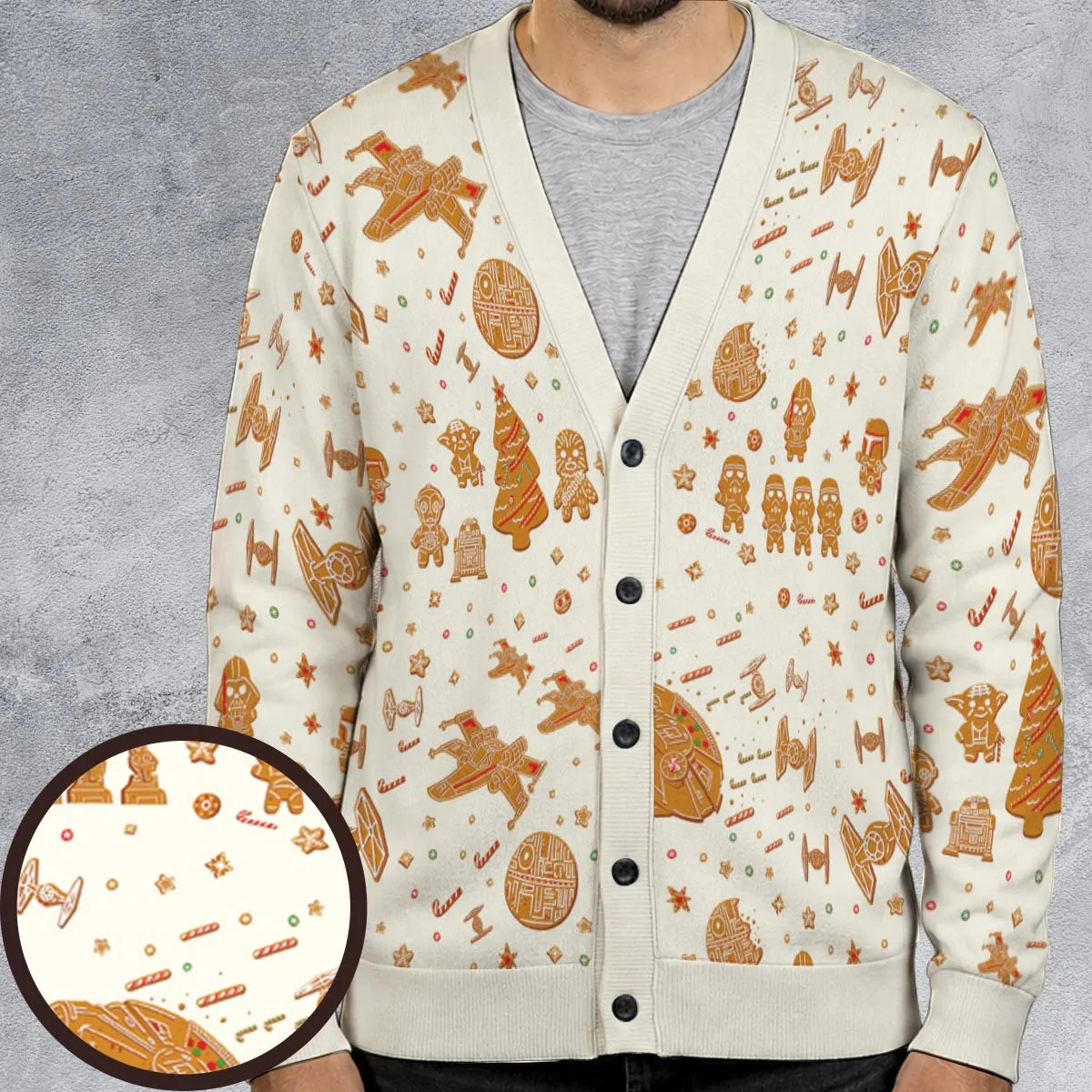 Gingerbread Christmas Star Wars Cardigan