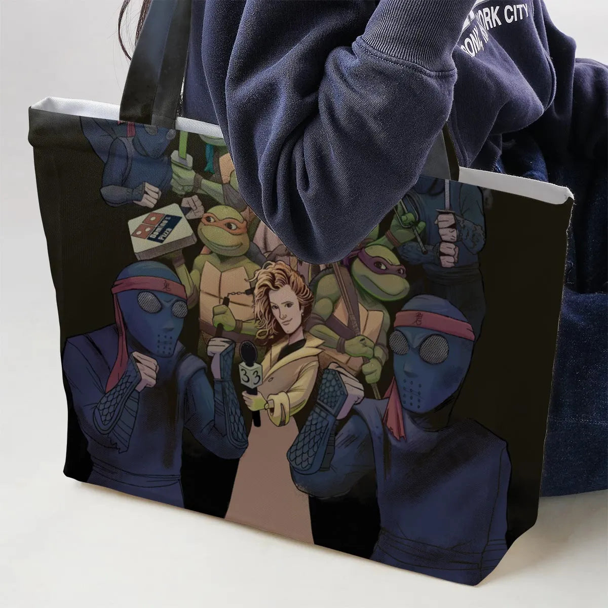 Turtles vs Ninja Teenage Mutant Ninja Turtles Large Tote Bag