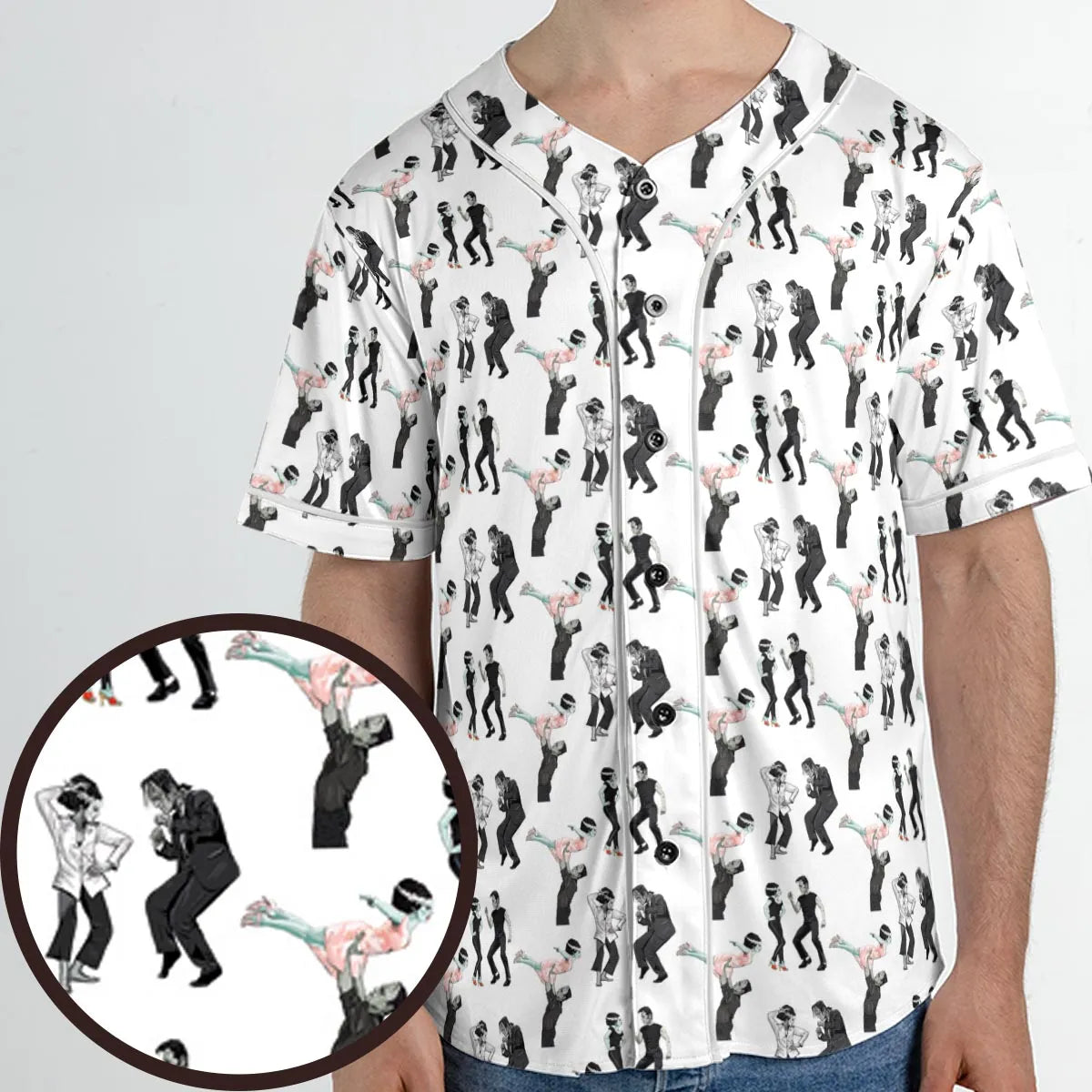Frankenstein And Bride Dance Movies Dance Scene Mashup Unisex Baseball Jersey