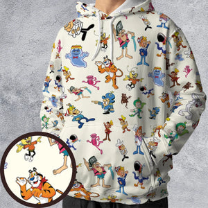 80s 90s Commercial Mascot Cereal All-over Print Hoodie
