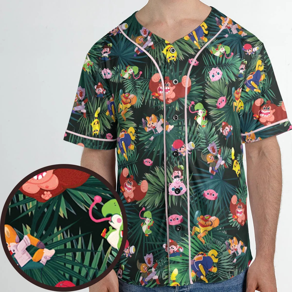 Video Game Characters Pattern Unisex Baseball Jersey
