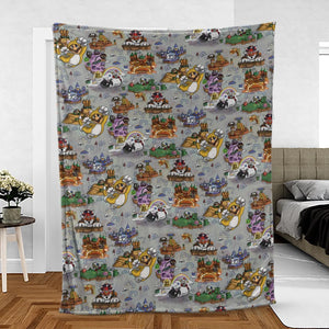 Mushroom World Super Mario Worlds Fleece Blanket