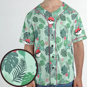 Bulbasaur Pokemon Pattern Unisex Baseball Jersey