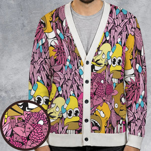 Homer Simpson In Flower Bush The Simpsons Cardigan