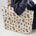 Famous Cartoon Characters in Brown Large Tote Bag