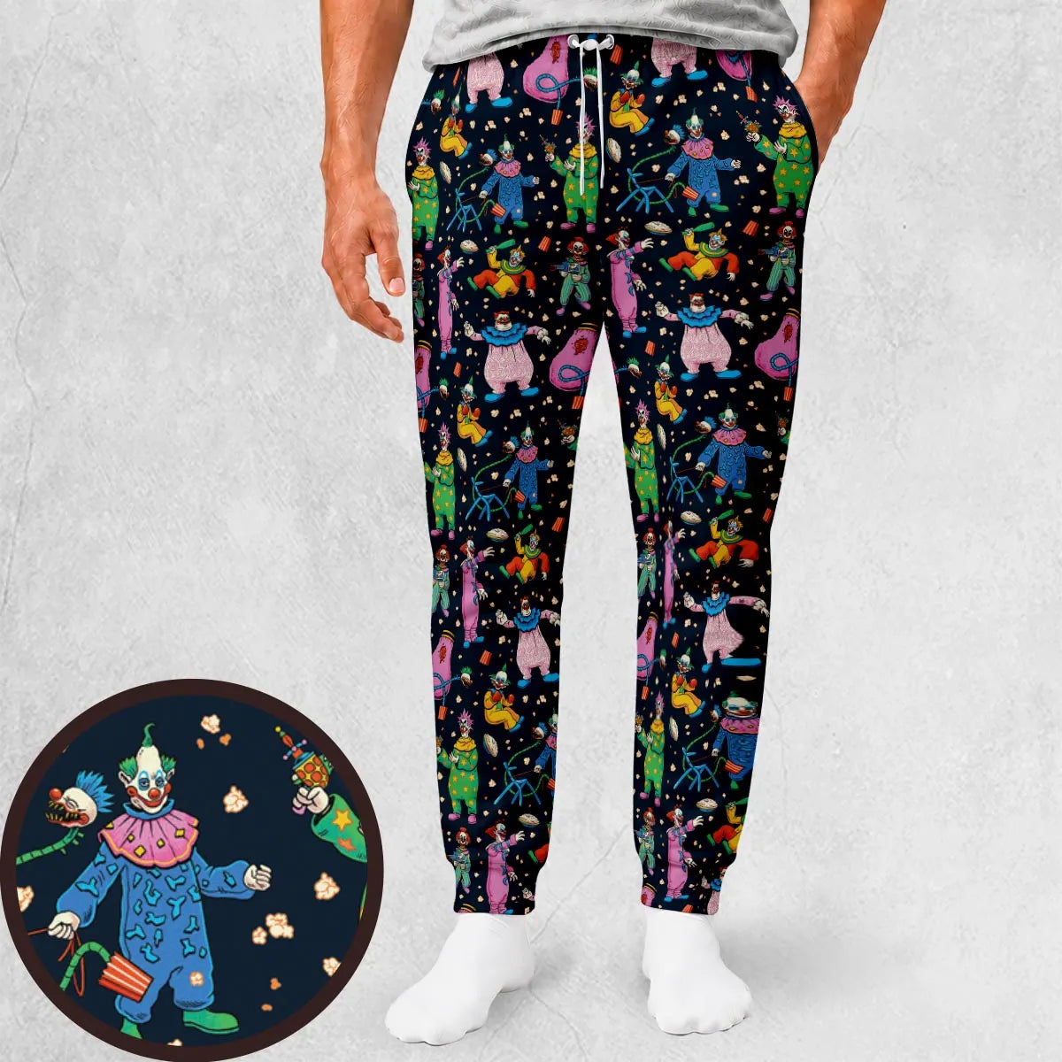 Clowns Popcorn Killer Klowns from Outer Space Pattern Sweatpants