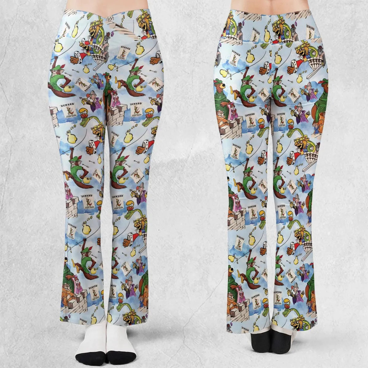 Robin Hood Characters Pattern Flare Leggings