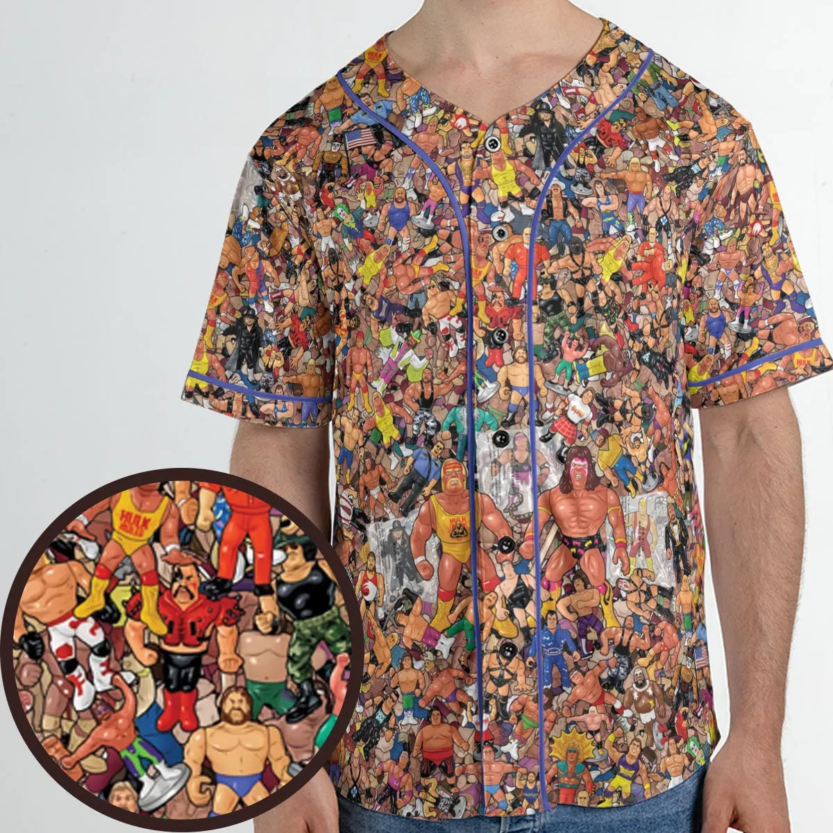 Wrestling Hulk Hogan and Buddies Figures Unisex Baseball Jersey