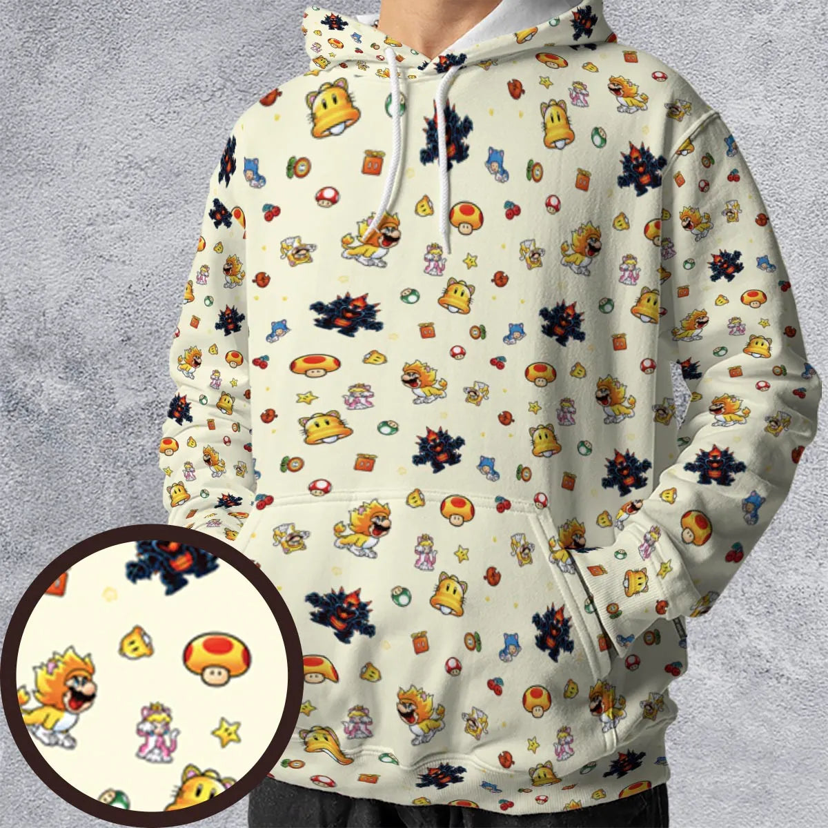 Super Mario Characters Pattern All-over Print Hoodie