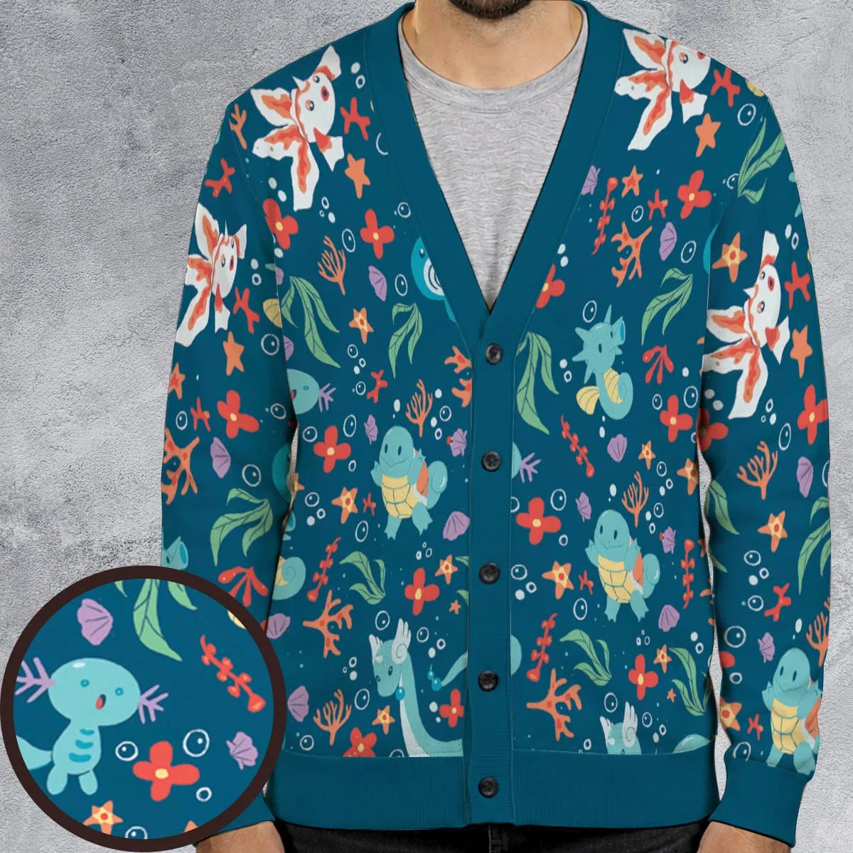 Water Pokemon Pattern Cardigan