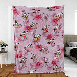 Courage the Cowardly Dog Floral Tropical Fleece Blanket