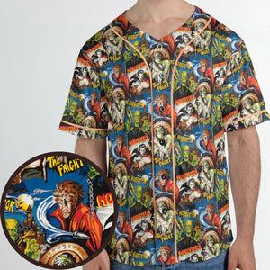 The Horror The Fright Dracula Frankenstein The Wolfman Monster Universal Pattern Unisex Baseball Jersey