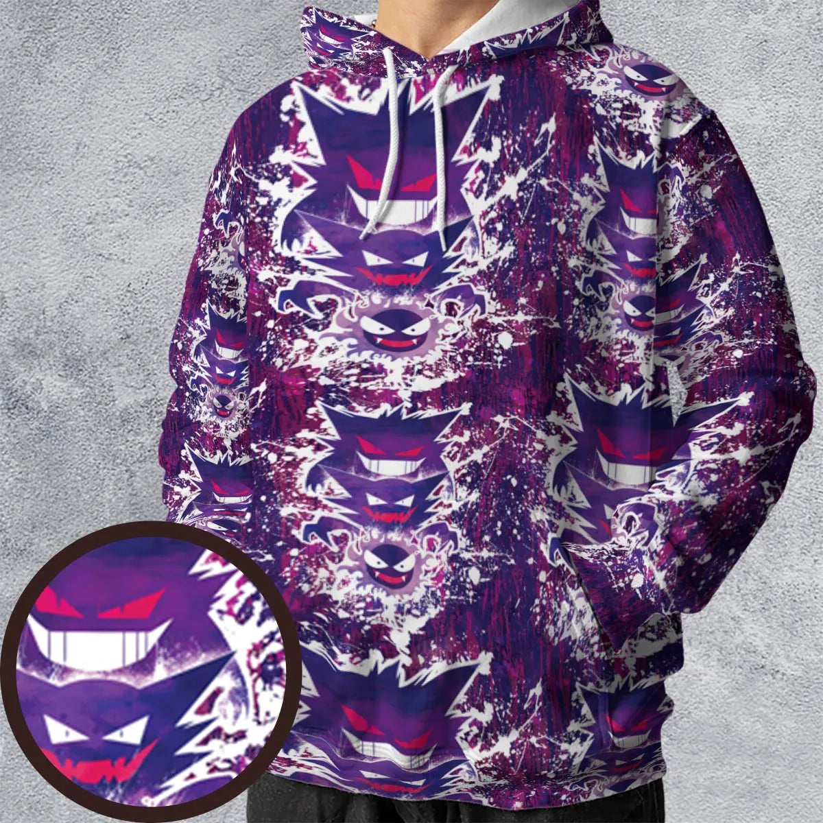 Ghostly Evolution Ghastly Haunter Gengar Pokemon Hawaiian All-over Print Hoodie