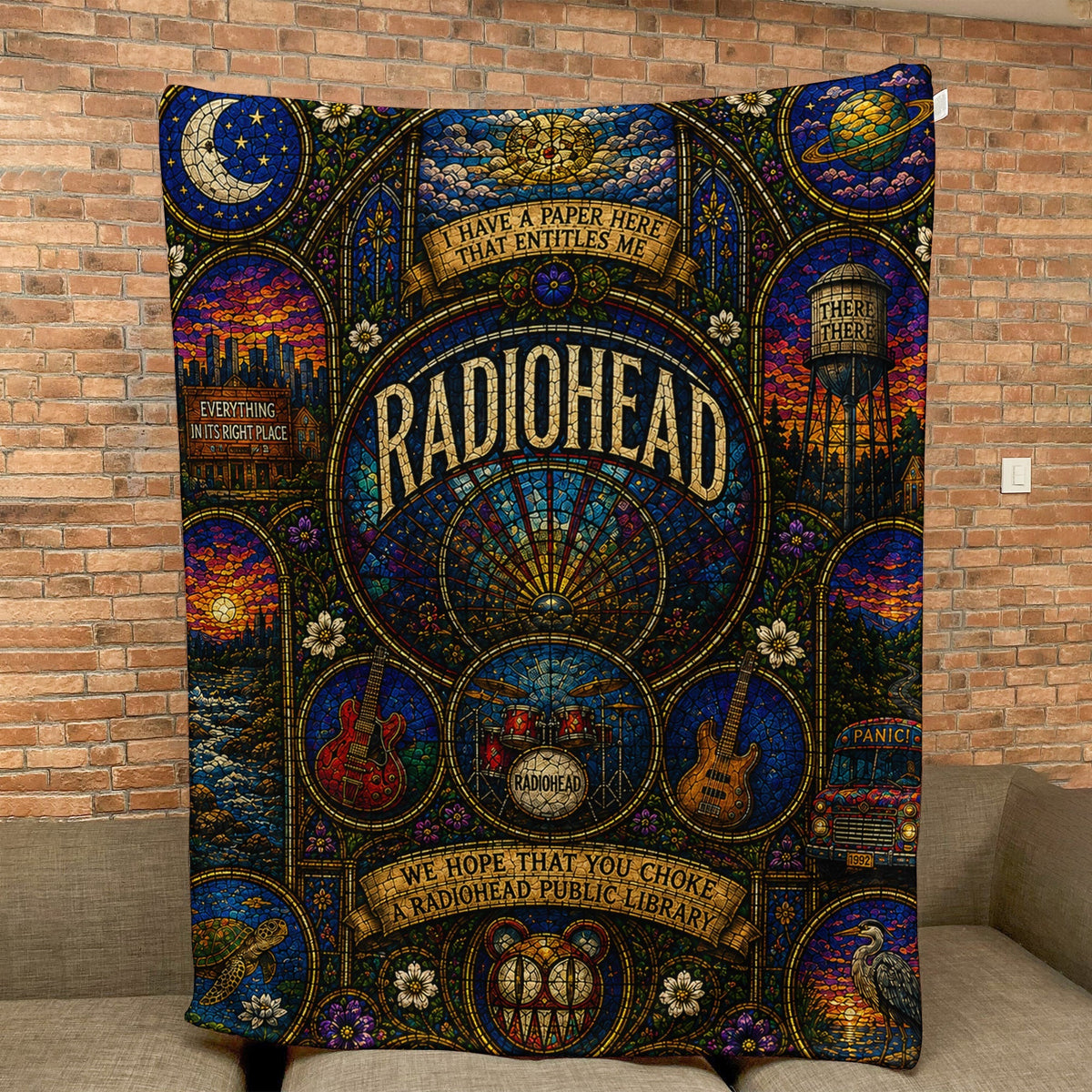 Radiohead Sherpa Blanket Modified Bear Stained Glass Blanket