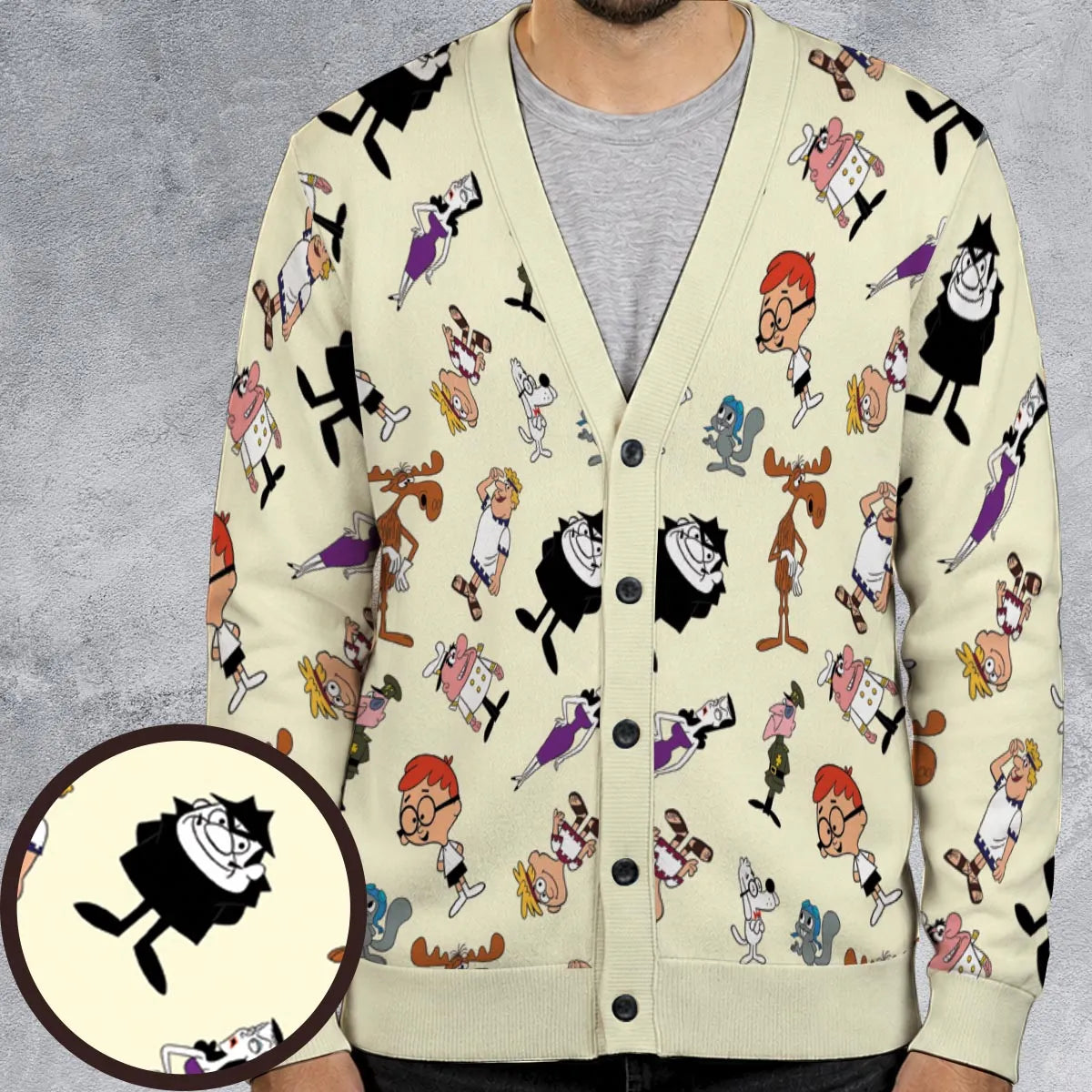 60s The Adventures Of Rocky And Bullwinkle and Friends Cardigan