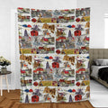History Of Bedrock Flintstones Fleece Blanket