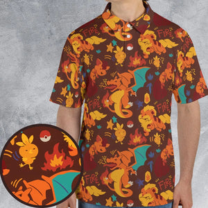 Charizard Arcanine Torchic Fire Pokemon AOP Men/Women Polo Shirt