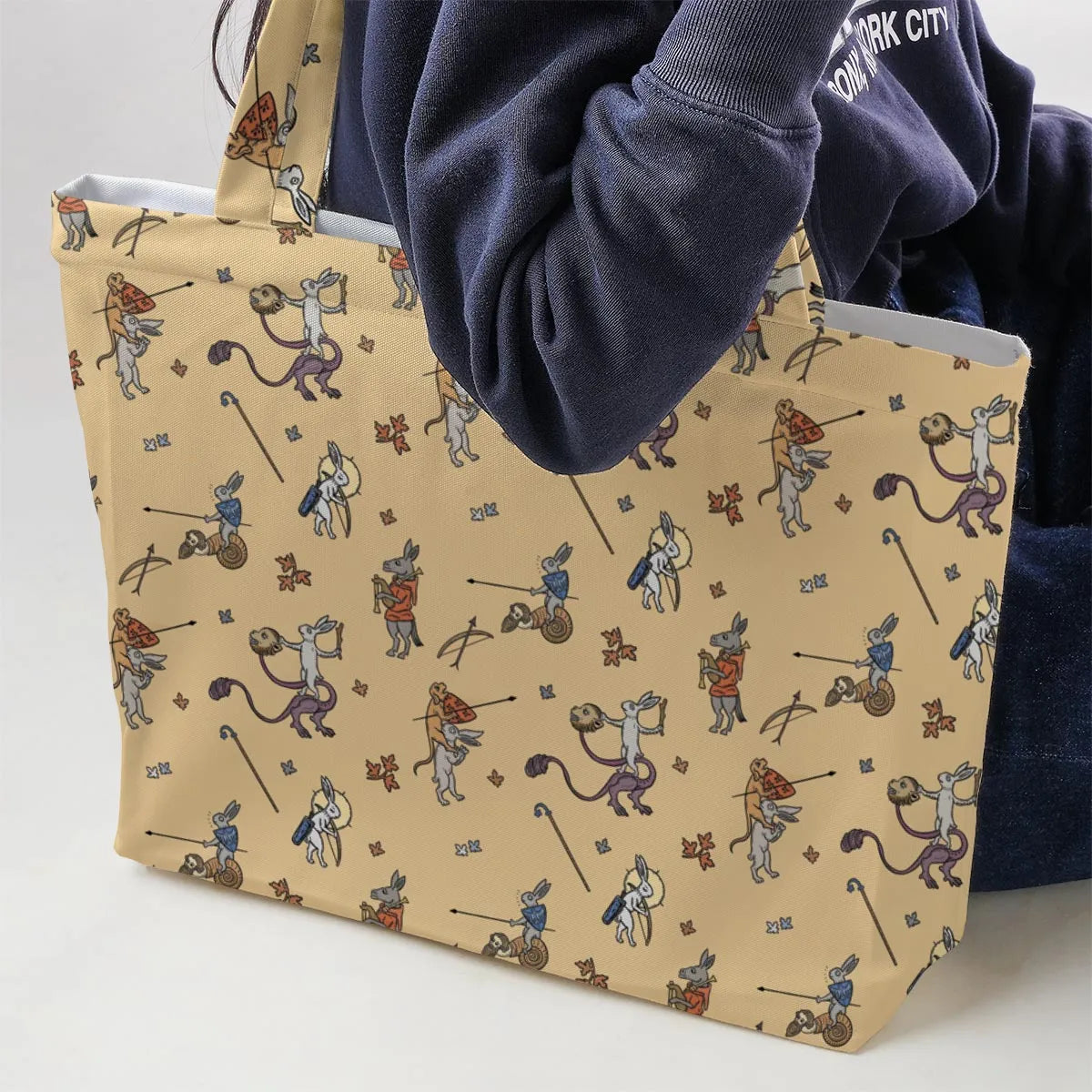 The Medieval Marginalia Killer Rabbit Monty Python Large Tote Bag