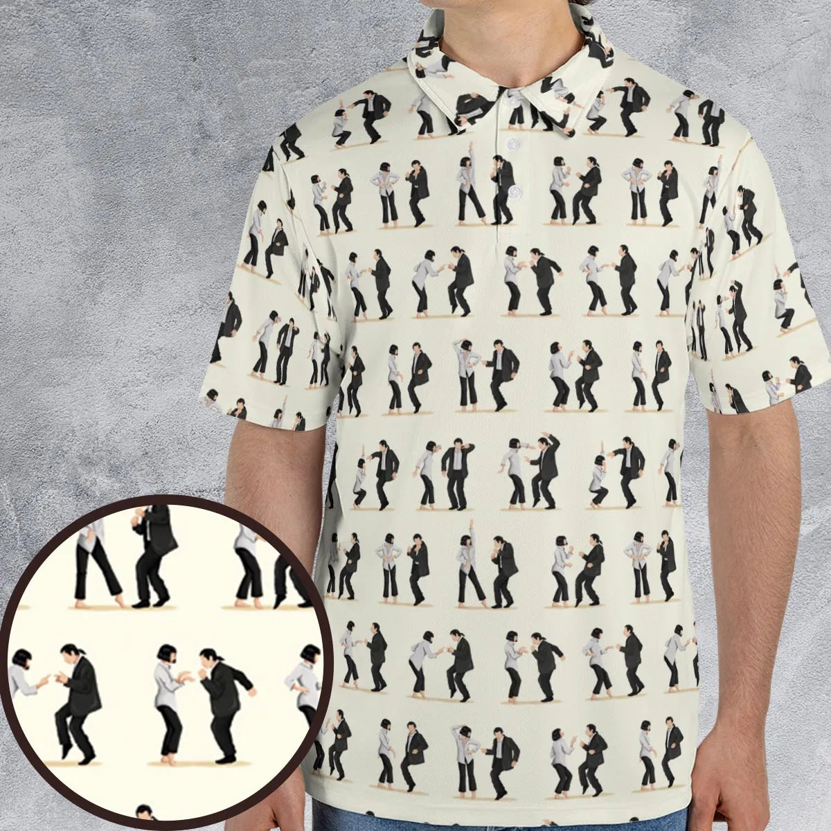 Mia Wallace and Vincent Vega Dance Pulp Fiction AOP Men/Women Polo Shirt
