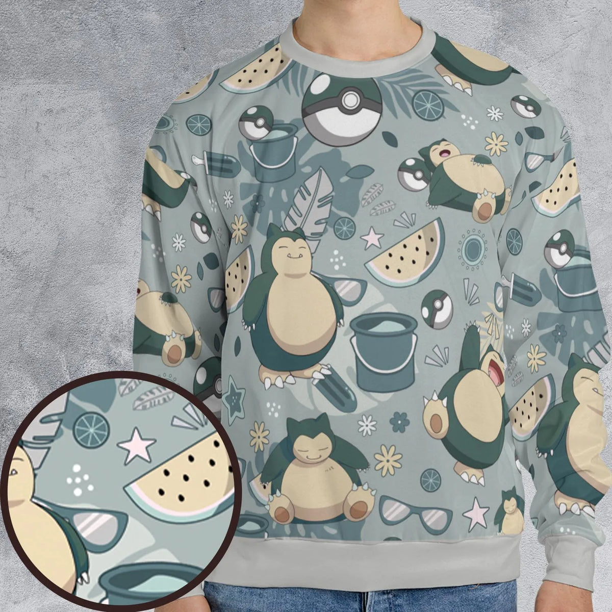 Summer Relax Snorlax Pokemon All-over Print Sweatshirt