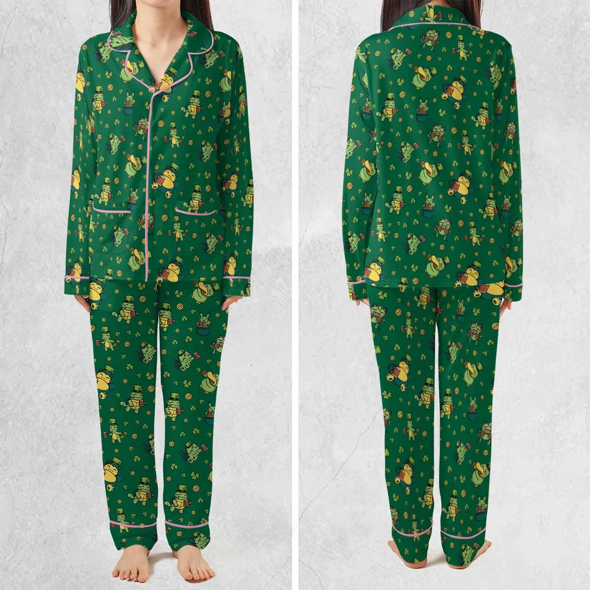Happy St. Patrick day Pokemon Green Pajamas Set
