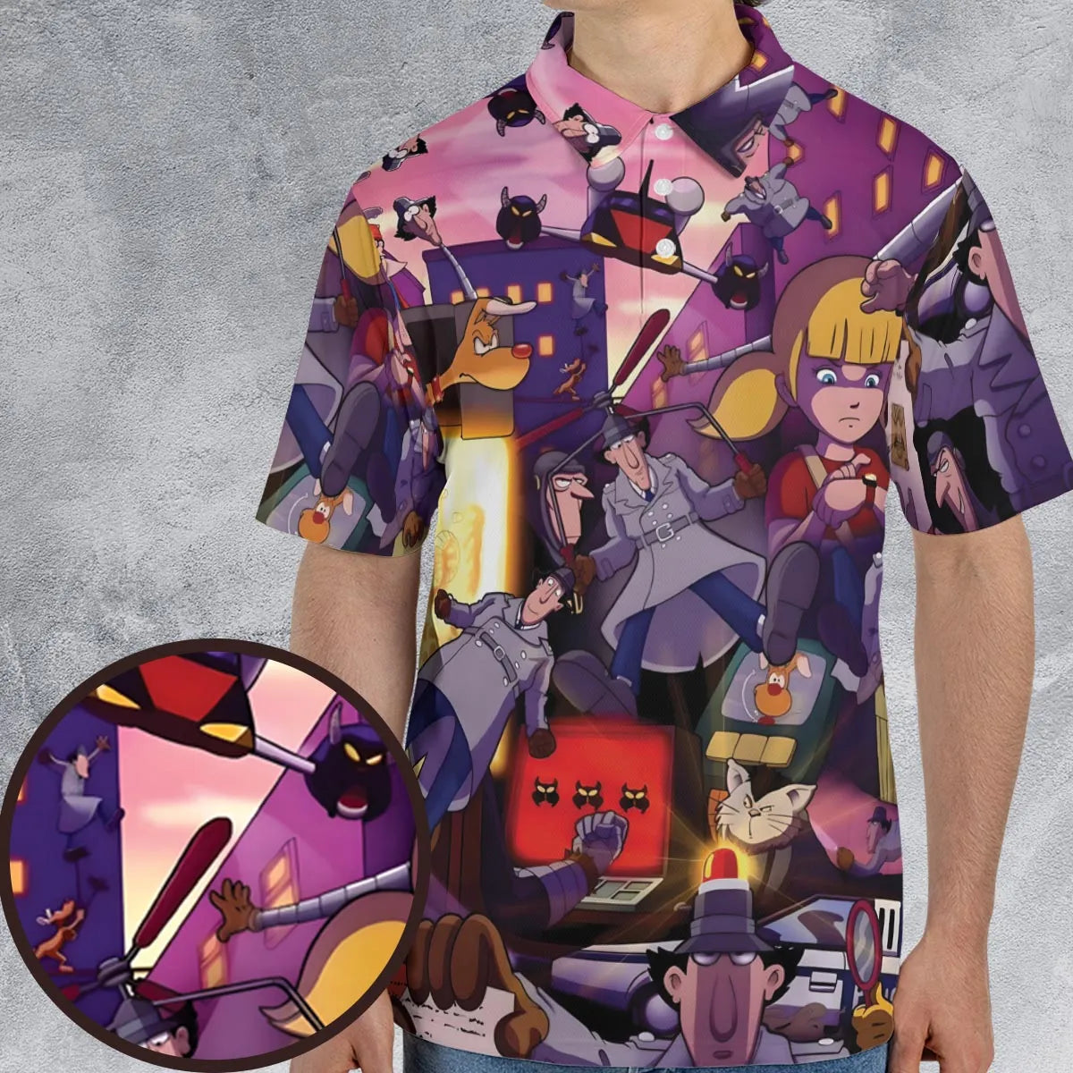 80s Cartoon Inspector Gadget Collage AOP Men/Women Polo Shirt