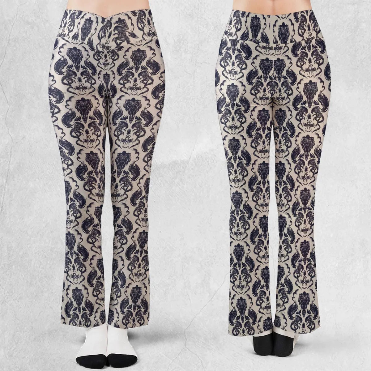 Alien Xenomorph Pattern Flare Leggings