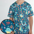 Water Pokemon Pattern Unisex Baseball Jersey