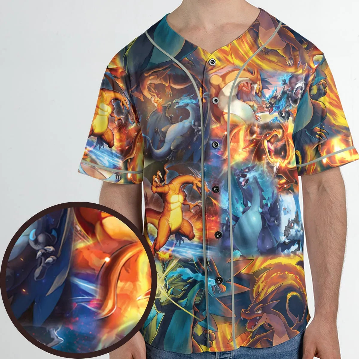 Charizard Ice Fire Dragon Combat Unisex Baseball Jersey