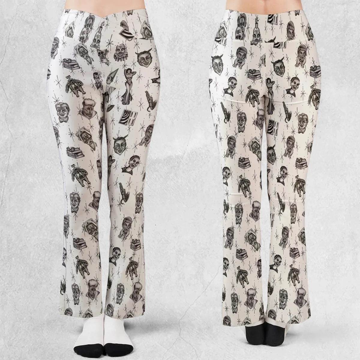 The Twilight Zone Characters Pattern Flare Leggings