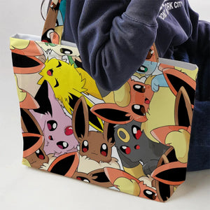 Cute Eevee Evolution Pokemon Large Tote Bag