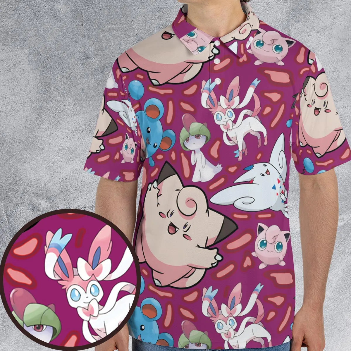 Fairy Type Pokemon AOP Men/Women Polo Shirt