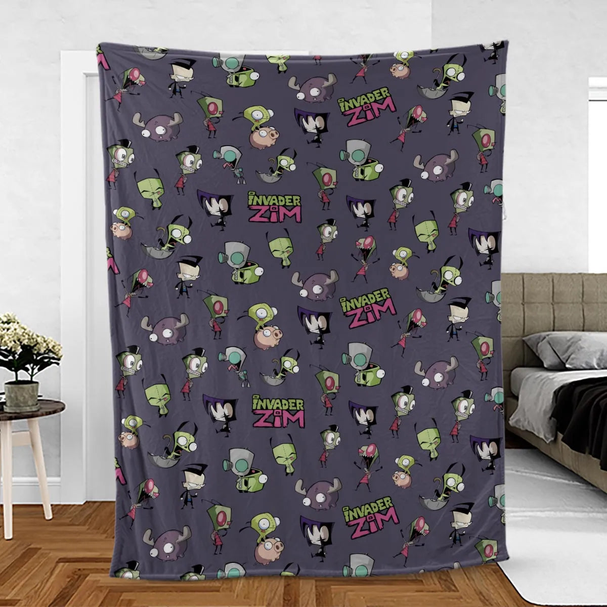 Invader Zim Pattern Fleece Blanket